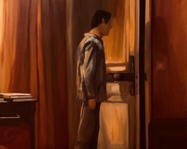Pintura titulada "L'homme près d'une…" por Marie France Garrigues, Obra de arte original, Oleo Montado en Bastidor de camill…