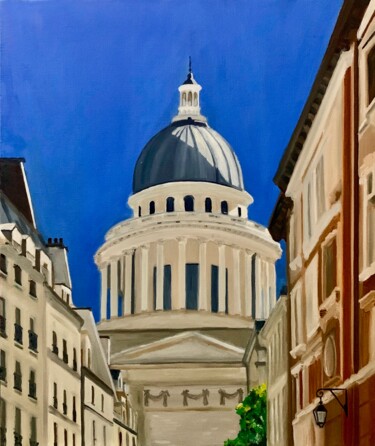 Peinture intitulée "Le Pantheon(rue Val…" par Marie France Garrigues, Œuvre d'art originale, Huile Monté sur Châssis en bois