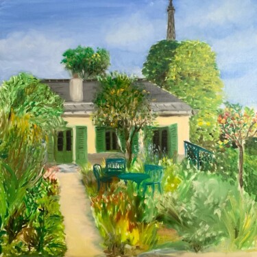 Painting titled "Maison de Balzac Pa…" by Marie France Garrigues, Original Artwork, Oil Mounted on Wood Stretcher frame