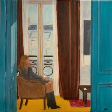 Peinture intitulée "Le salon" par Marie France Garrigues, Œuvre d'art originale, Huile Monté sur Châssis en bois