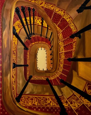 Peinture intitulée "Spirit of the stairs" par Marie France Garrigues, Œuvre d'art originale, Huile Monté sur Châssis en bois