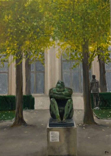 Malerei mit dem Titel ""La Nuit" au Jardin…" von Marie France Garrigues, Original-Kunstwerk, Öl Auf Keilrahmen aus Holz mont…
