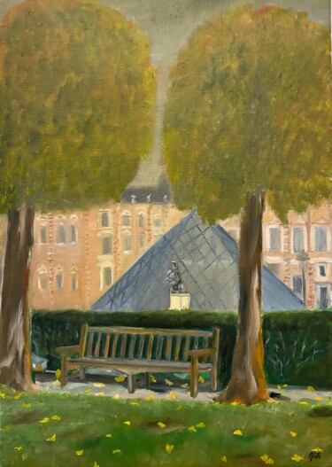 Painting titled "Au Jardin des Tuile…" by Marie France Garrigues, Original Artwork, Oil