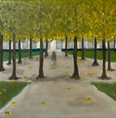Pintura titulada "Jardin des Tuileries" por Marie France Garrigues, Obra de arte original, Oleo Montado en Bastidor de camil…