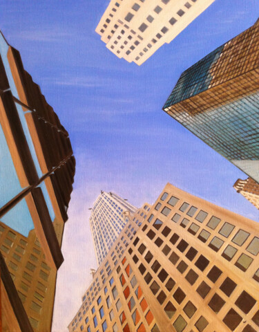 Painting titled "The Chrysler Buildi…" by Marie France Garrigues, Original Artwork, Oil Mounted on Wood Stretcher frame