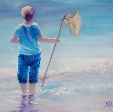 Peinture intitulée "Partie de pêche" par Mary, Œuvre d'art originale, Huile