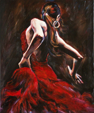 Malerei mit dem Titel "flamenco1.jpeg" von Mary, Original-Kunstwerk, Öl