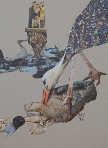 Collages intitulée "halte aux déchets s…" par Mary, Œuvre d'art originale, Papier