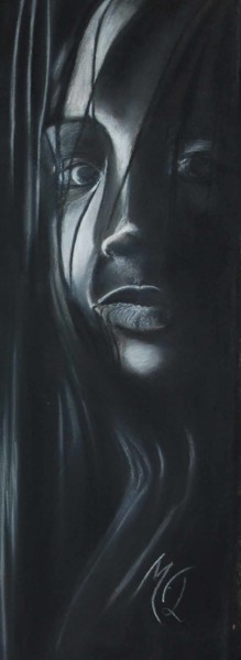 Dessin intitulée "visage en noir et b…" par Mary, Œuvre d'art originale, Pastel