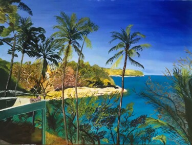 Malerei mit dem Titel "Paysage d'Indonésie" von Marie France Saunard (Rêves et couleurs), Original-Kunstwerk, Öl Auf Keilrah…