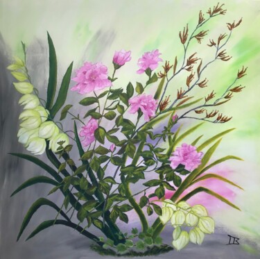 Pintura titulada "C'est le printemps" por Marie France Saunard (Rêves et couleurs), Obra de arte original, Oleo Montado en B…