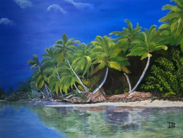 Peinture intitulée "Ile de polynésie" par Marie France Saunard (Rêves et couleurs), Œuvre d'art originale, Huile Monté sur C…