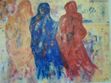 Malarstwo zatytułowany „les femmes touareg” autorstwa Marie-Françoise Gallone, Oryginalna praca, Akryl Zamontowany na Drewni…