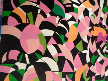 제목이 "géométrique noir/ve…"인 미술작품 Marie-Françoise Gallone로, 원작, 아크릴 나무 들것 프레임에 장착됨