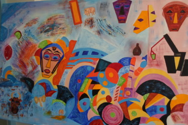 Картина под названием "Africa" - Marie-Françoise Gallone, Подлинное произведение искусства, Акрил Установлен на Деревянная р…