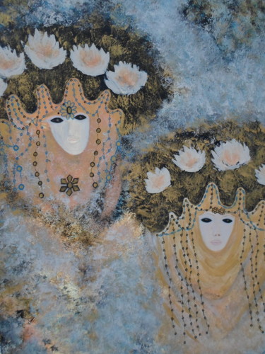 Картина под названием "Deux masques véniti…" - Marie-Françoise Gallone, Подлинное произведение искусства, Акрил Установлен н…