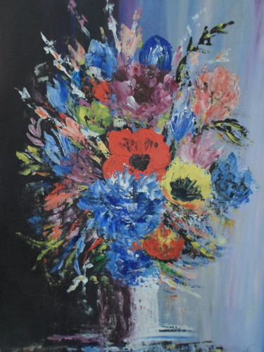 Malerei mit dem Titel "le bouquet toutes c…" von Marie-Françoise Gallone, Original-Kunstwerk, Acryl Auf Keilrahmen aus Holz…