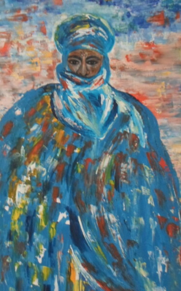 Pintura titulada "L'HOMME Bleu" por Marie-Françoise Gallone, Obra de arte original, Oleo