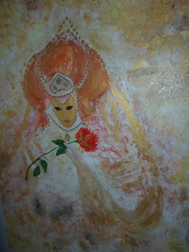 Peinture intitulée "le masque doré" par Marie-Françoise Gallone, Œuvre d'art originale, Acrylique Monté sur Châssis en bois