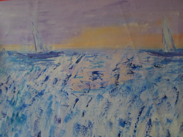 Peinture intitulée "Mer claire et deux…" par Marie-Françoise Gallone, Œuvre d'art originale, Acrylique Monté sur Châssis en…