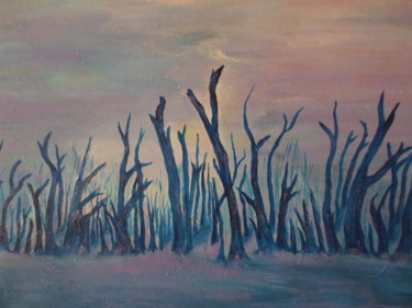 Painting titled "LA FORET Bleue" by Marie-Françoise Gallone, Original Artwork, Acrylic