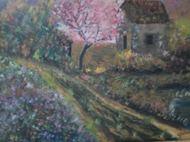 Peinture intitulée "la RUINE" par Marie-Françoise Gallone, Œuvre d'art originale, Huile Monté sur Châssis en bois