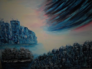 Schilderij getiteld "City Blue" door Marie-Françoise Gallone, Origineel Kunstwerk, Acryl