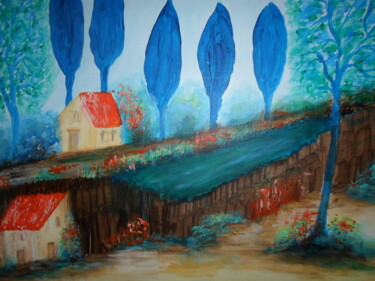 Painting titled "Le CANAL Bleu" by Marie-Françoise Gallone, Original Artwork, Acrylic