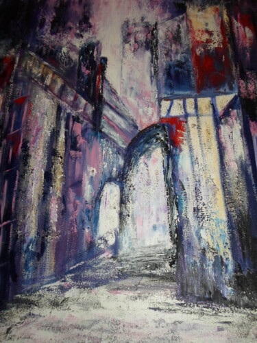 Painting titled "une rue de Tunis" by Marie-Françoise Gallone, Original Artwork, Acrylic