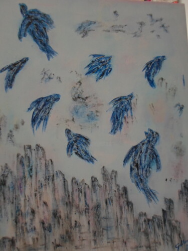 Pintura intitulada "les Oiseaux" por Marie-Françoise Gallone, Obras de arte originais, Acrílico