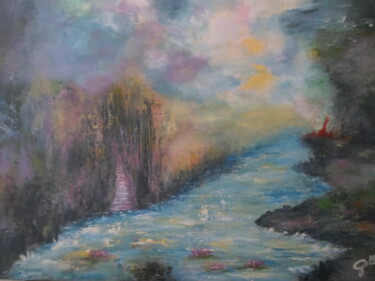 Malerei mit dem Titel "Rivière" von Marie-Françoise Gallone, Original-Kunstwerk, Acryl