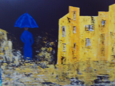 Peinture intitulée "le Parapluie bleu" par Marie-Françoise Gallone, Œuvre d'art originale, Acrylique