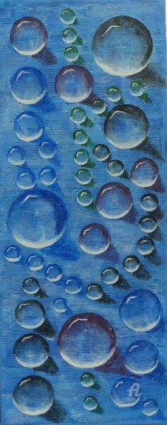 Schilderij getiteld "Les 50 bulles" door Marie Kerjean, Origineel Kunstwerk, Acryl
