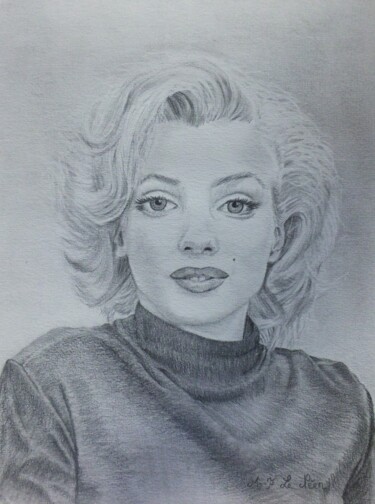 Drawing titled "Marylin Monroe" by Marie-Françoise Le Néen, Original Artwork, Pencil