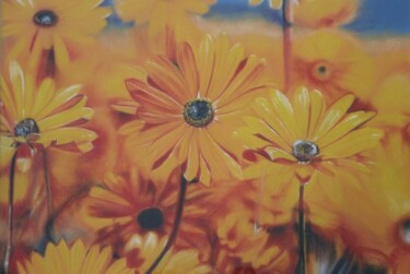 Dessin intitulée "Fleurs d'été" par Marie-Françoise Le Néen, Œuvre d'art originale, Pastel
