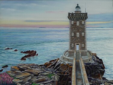 Drawing titled "Phare de Kermorvan…" by Marie-Françoise Le Néen, Original Artwork, Pastel