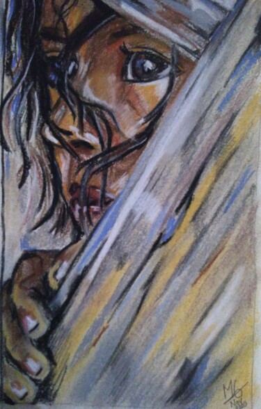 Drawing titled "Cachée" by Marie G, Original Artwork, Pastel
