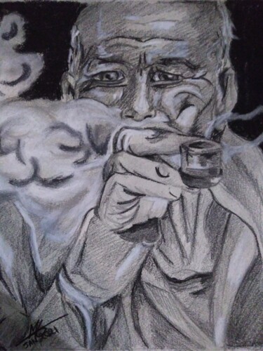 Drawing titled "Fumée 3" by Marie G, Original Artwork, Charcoal
