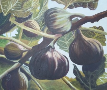 Painting titled ""Figues"" by Marie Guillaume, Original Artwork, Acrylic