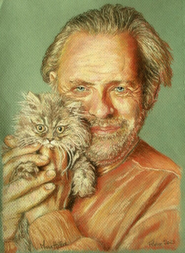 Peinture intitulée "Anthony Hopkins et…" par Bilitis, Œuvre d'art originale, Pastel