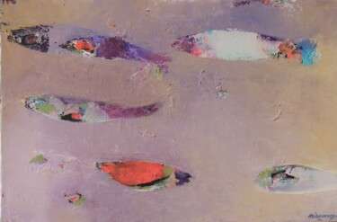 Peinture intitulée "sardines a l'huile" par Marie Helene Lavergne, Œuvre d'art originale, Acrylique