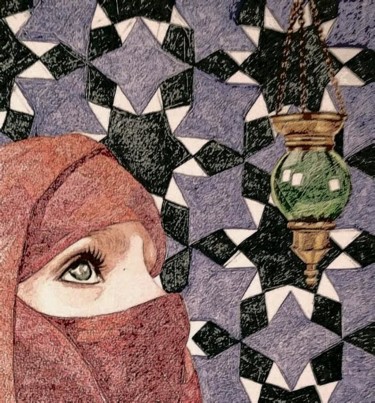 Dessin intitulée "Orientalisme" par Marie-Hélène Ransan, Œuvre d'art originale, Crayon
