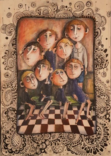 Peinture intitulée "Les petits de Melle…" par Marie Helene Roger, Œuvre d'art originale, Acrylique