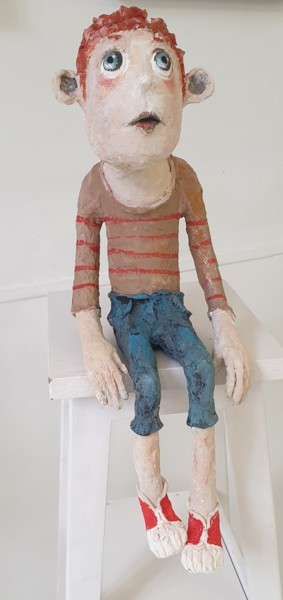 Sculpture titled "petit personnage" by Marie Helene Roger, Original Artwork, Polymer clay