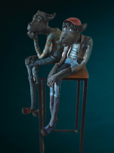 charalou en double Sculpture intitulée "charalou en double" par Marie Helene Roger, Œuvre d'art originale, Fil de fer