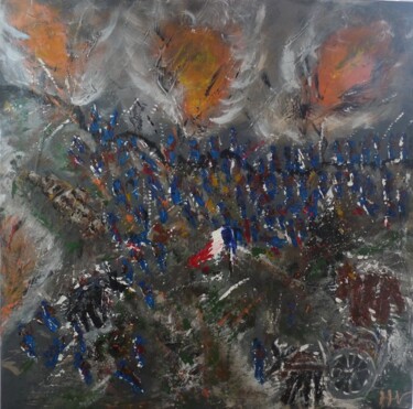Painting titled "La Grande bataille…" by Marie Hélène Vaucher, Original Artwork, Acrylic
