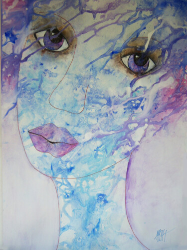 Painting titled "CLAIRE" by Marie Henriot, Original Artwork, Acrylic Mounted on Other rigid panel