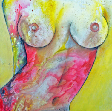 Painting titled "Nu de face" by Marie Henriot, Original Artwork, Acrylic