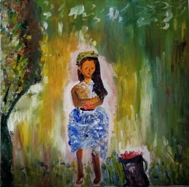 Peinture intitulée "marie sur son ile" par Marie Caffaro, Œuvre d'art originale, Huile