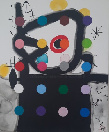 Pintura titulada "Miro and dots" por Marie Jeanne Van De Velde, Obra de arte original, Acrílico